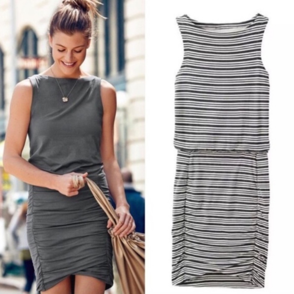 Sleeveless Striped Ruched Dress Size XS